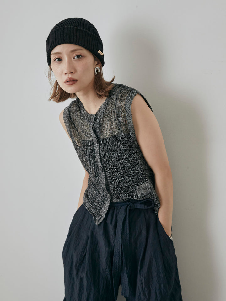 [予約]コードラメニットベスト/ブラック