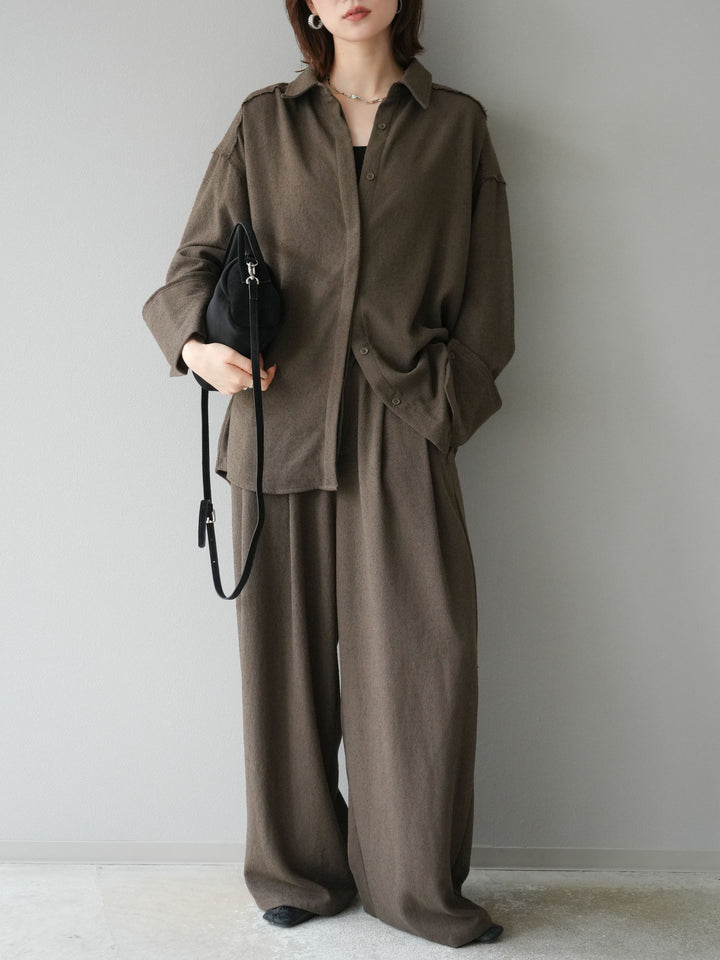 [予約]ネップワイドパンツ/ブラウン