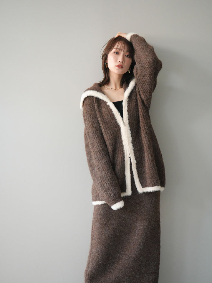 [SET]襟付き配色シャギーニット＆ロングスカートSET UP(2set)