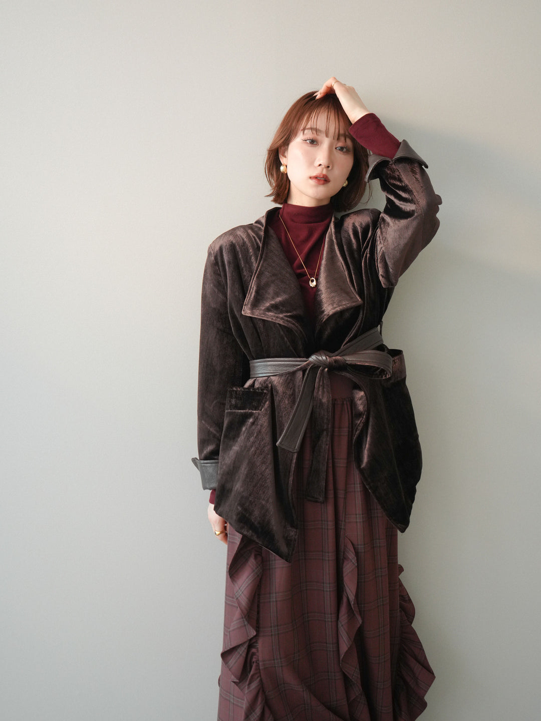 [20%オフ]ベロアガウンジャケット/brown