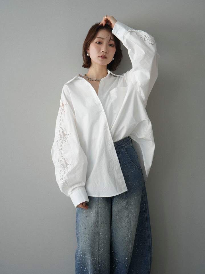 [SET]アームレースブロードシャツ+選べるアクセセット(2set)