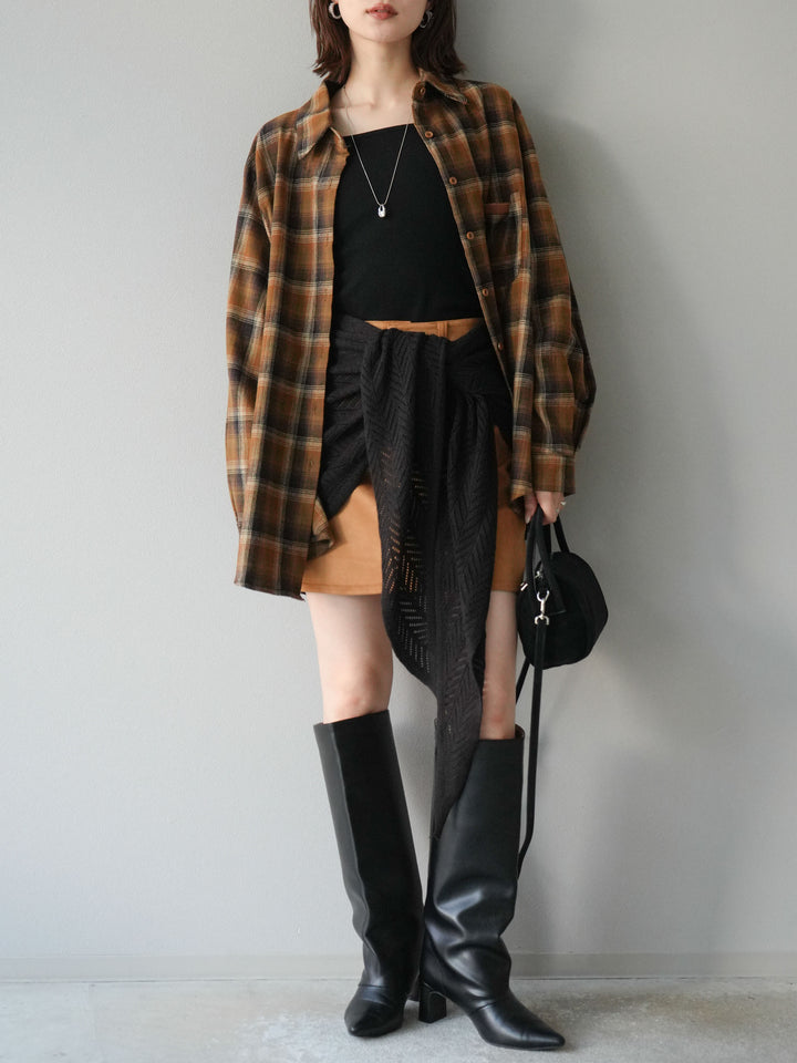 [予約]スエードペチパンツ付ミニスカート/ベージュ