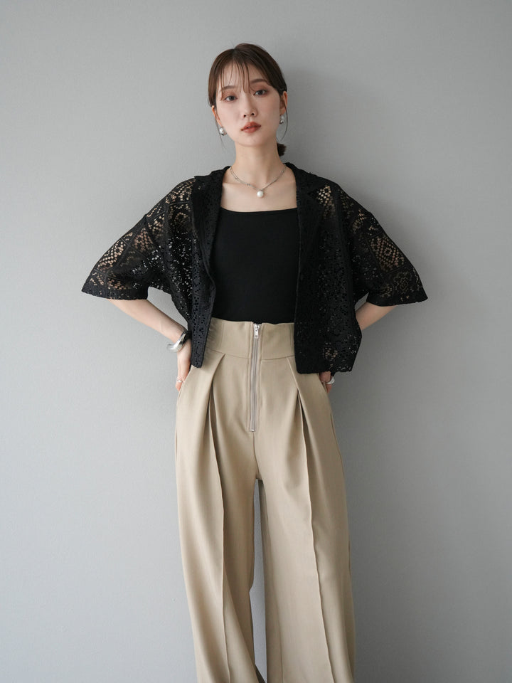 [予約]レースハーフショートジャケット/ブラック
