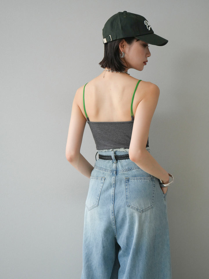 [予約]バイカラーストラップカップ付キャミソール/グレー