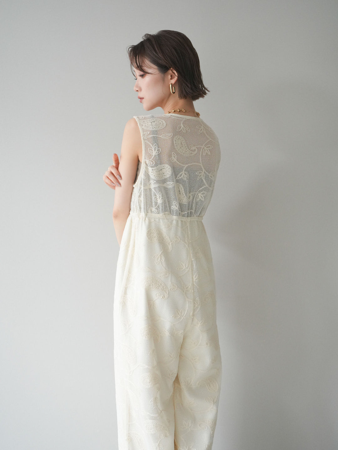 [SET]レース刺繍サロペット+選べるアクセセット(2set)