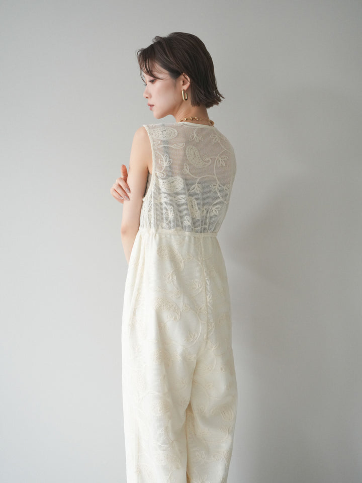 [SET]レース刺繍サロペット+選べるアクセセット(2set)