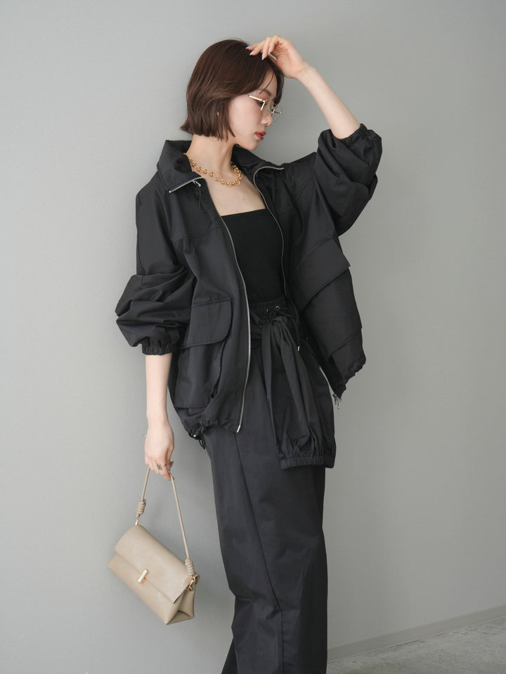 [予約]ビッグポケットコットンナイロンジップブルゾン/black