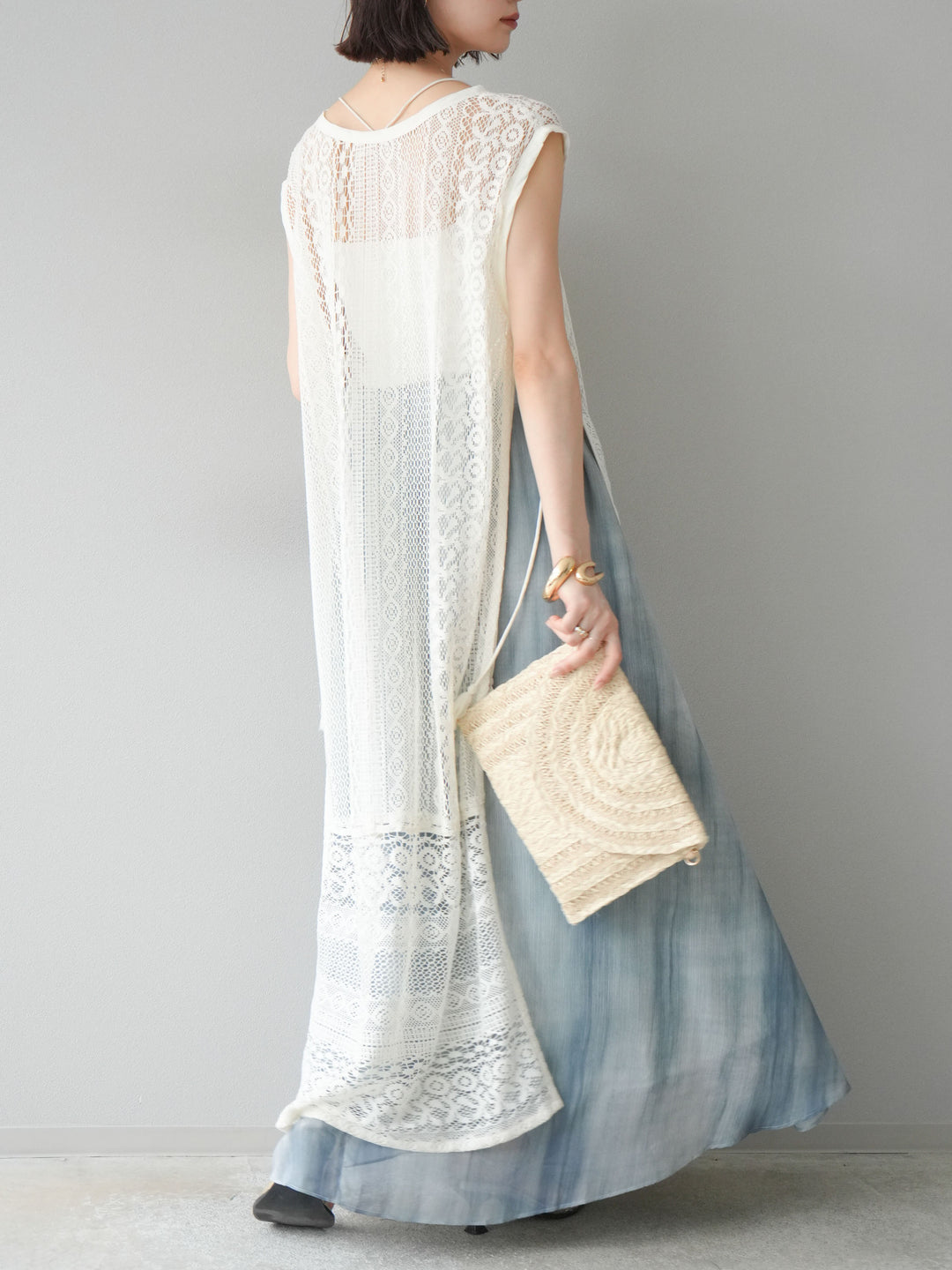 【預購】Nuance 透視喇叭裙/綠色