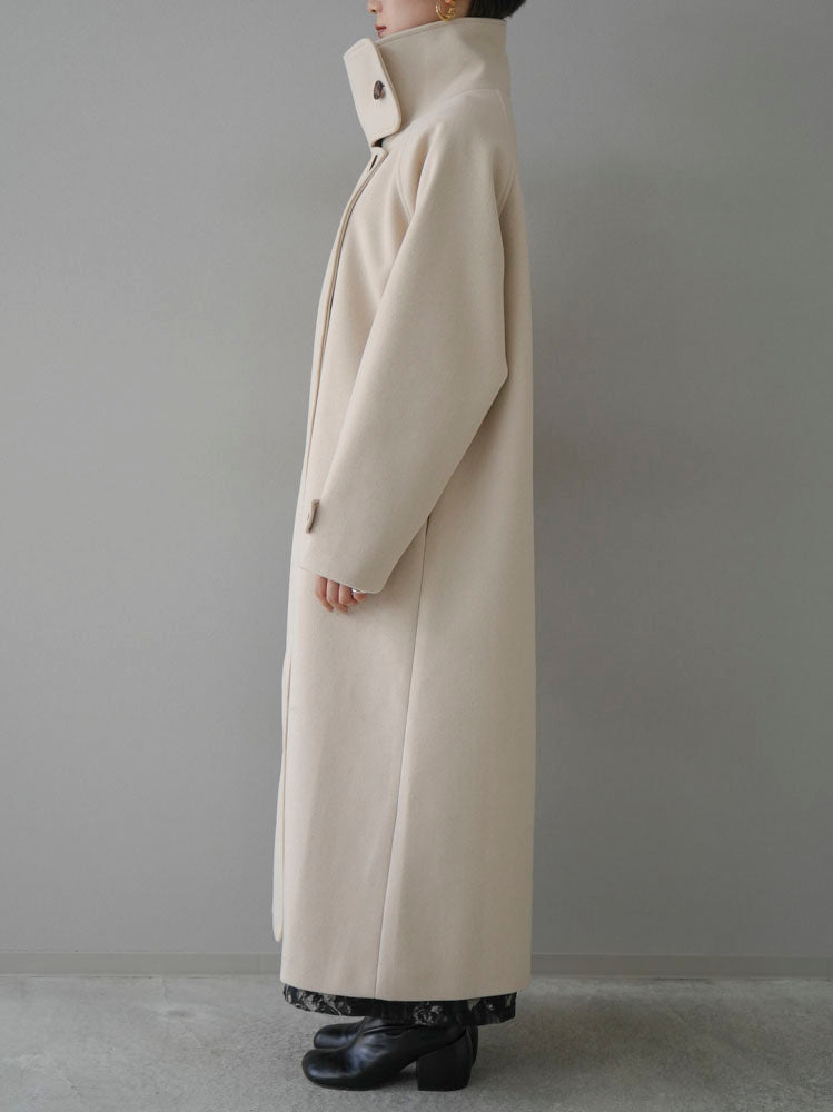 [Pre-order] Faux wool stand-up collar coat/heather ivory