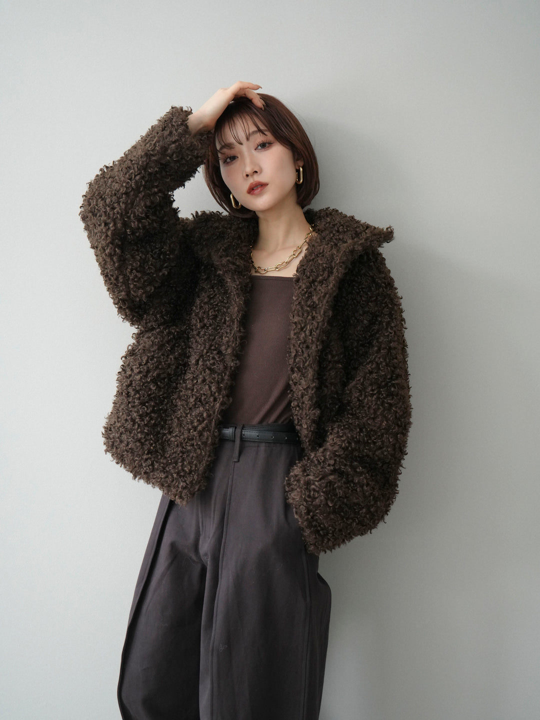 [SET]プードルファーミドルスタンドブルゾン+選べるアクセセット(2set)