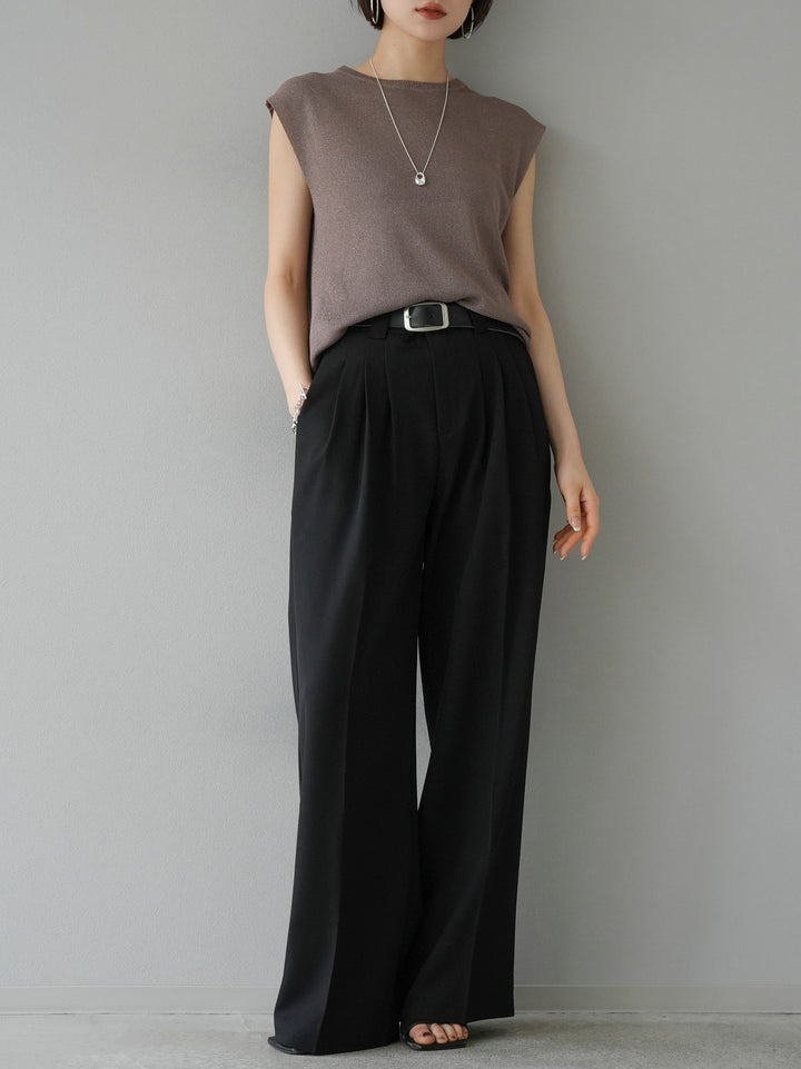 [Pre-order] 3-pleat wide pants/black