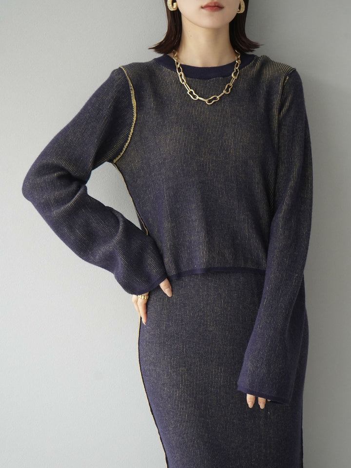 [套裝] 雙面配色羅紋針織套頭衫 + 可選飾品套裝（2 套）