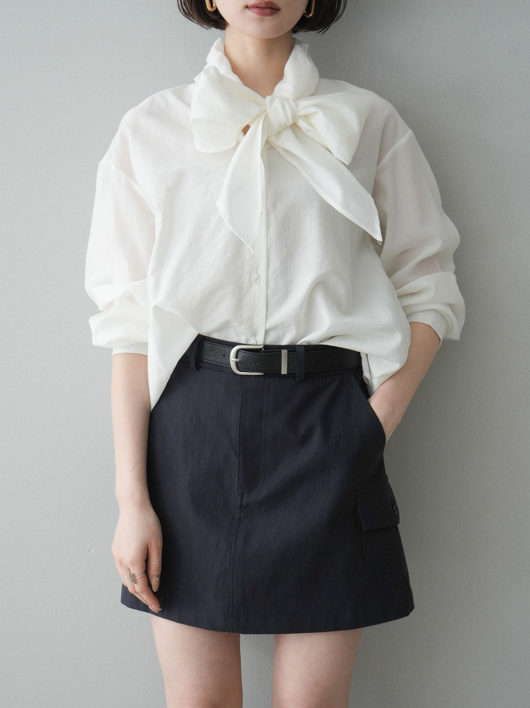 [予約]シアーボウタイブラウス/ivory