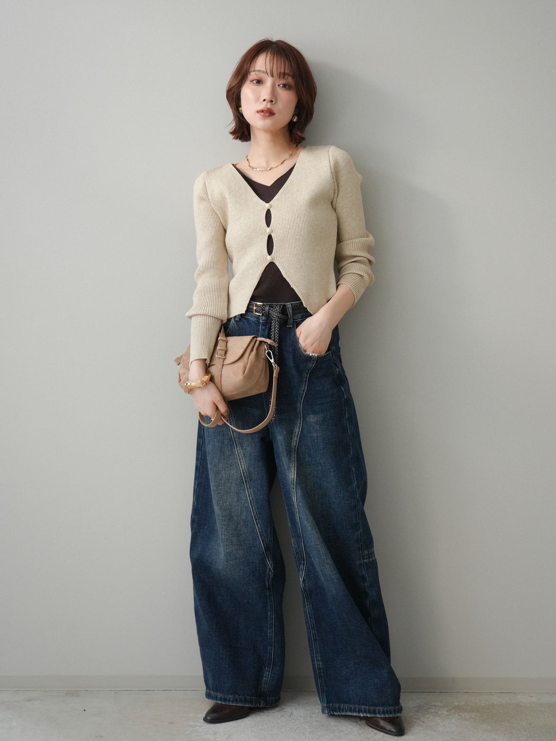 [予約]裏起毛加工デニムカーブパンツ/darkblue