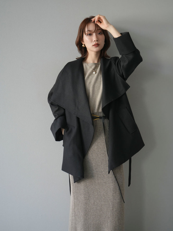 [予約]メッシュ切替ノースリーニットワンピース/beige