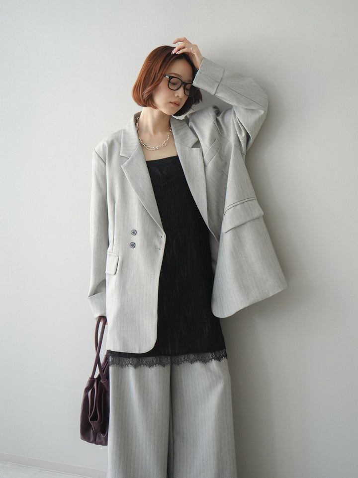 [予約]ダブルボタンヘリンボーンジャケット/lightgray