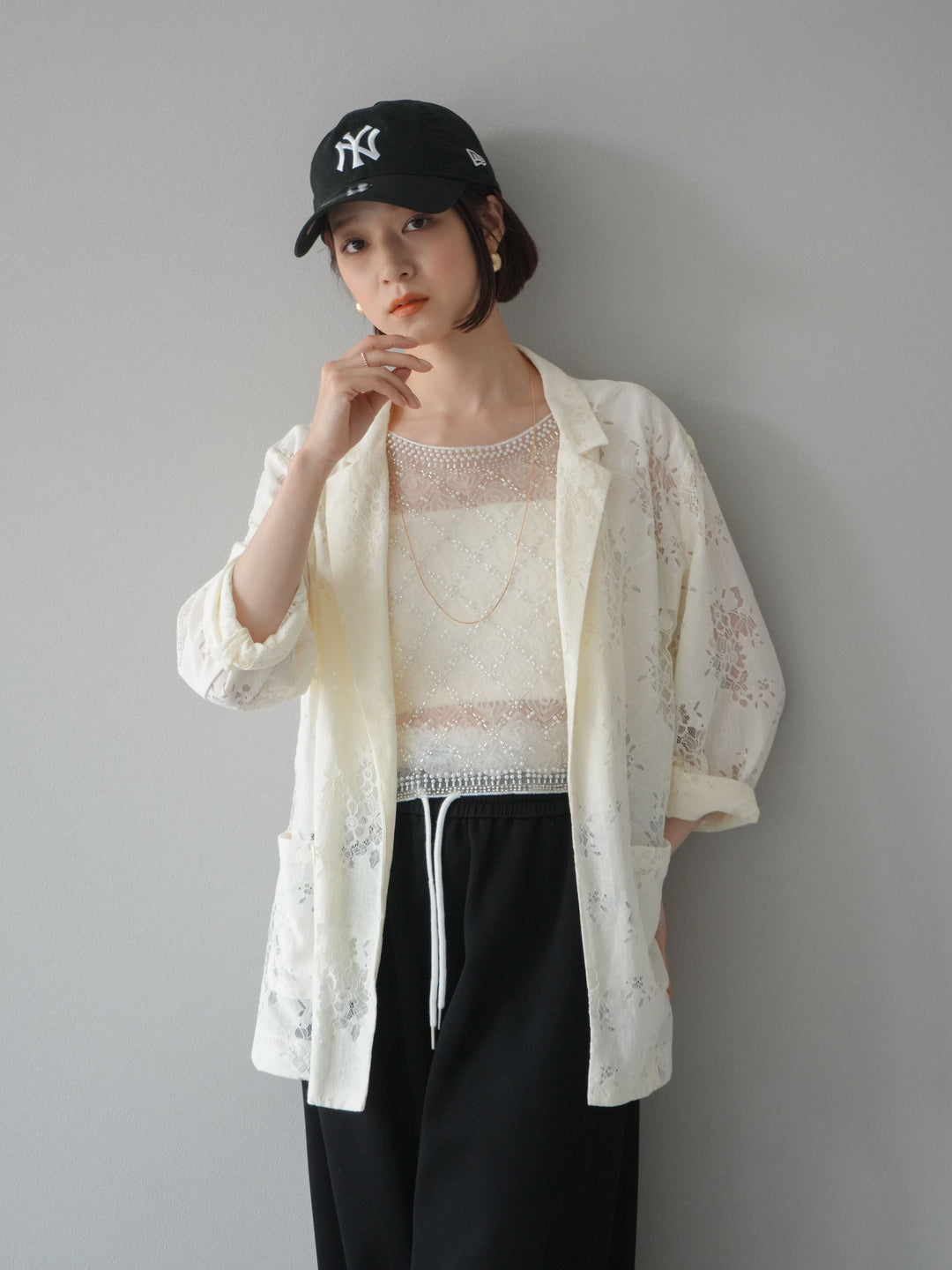 [予約]レーステーラードジャケット/アイボリー