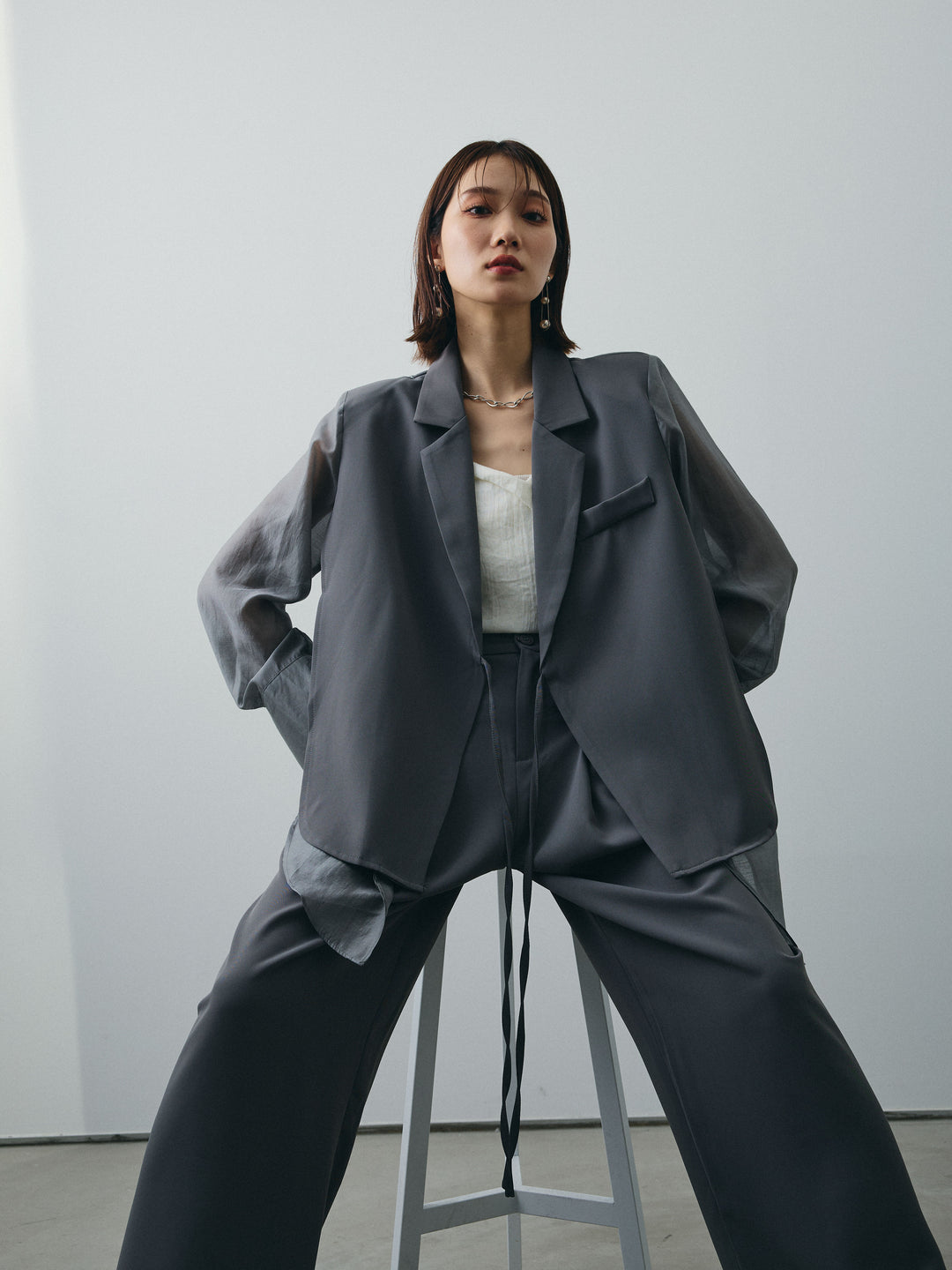 [SET]シアー切替テーラードジャケット+シアー切替テーラードジャケット(2set)
