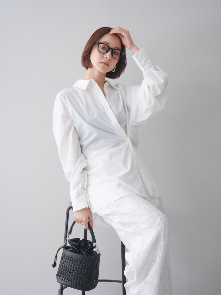 [SET]2wayベーシックルーズシャツ+パネルレースイージーパンツ(2set)