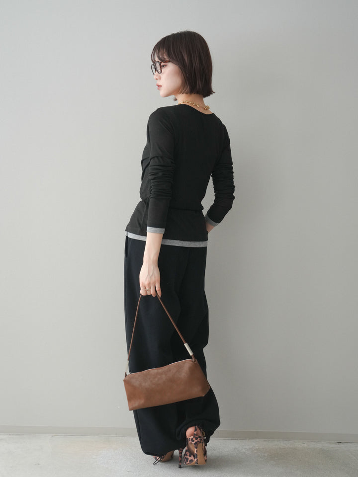 [予約]裾ドロストタックスウェットパンツ/black
