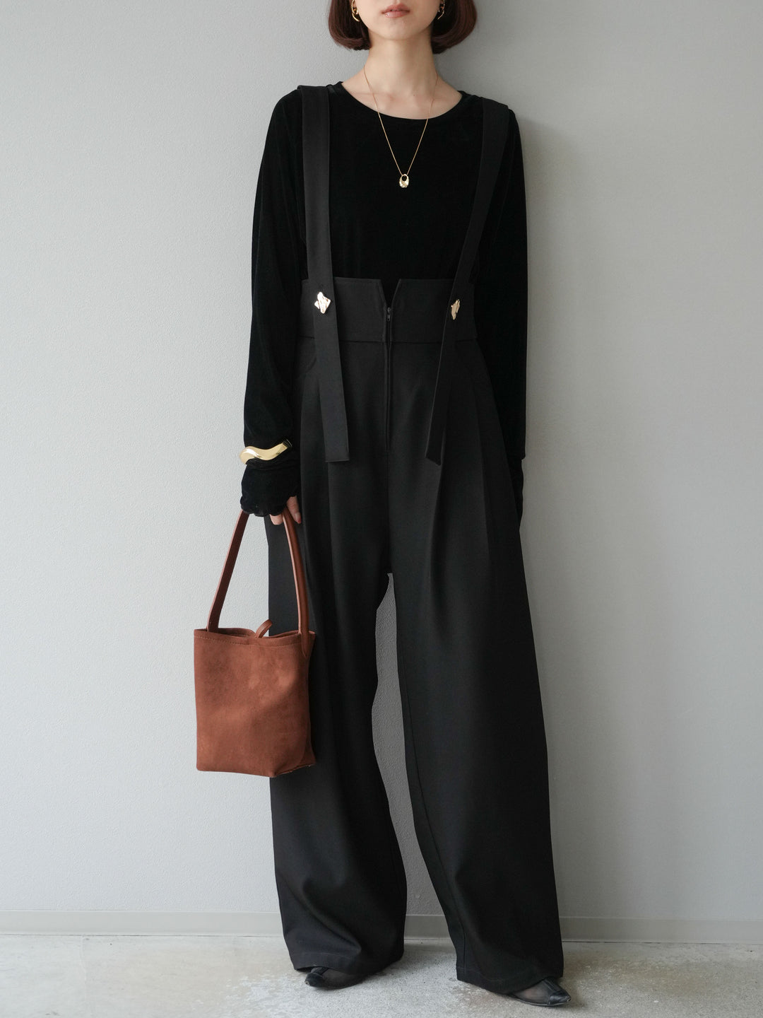 [予約]シアーベロアフィンガーホールトップス/ブラック