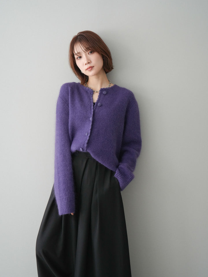 [SET]くるみボタンニットカーディガン+テープベルトタックバギーパンツ(2set)