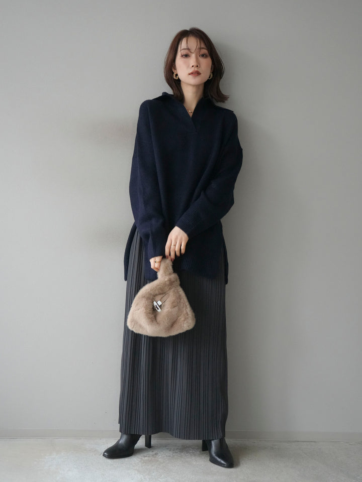 [予約]プリーツIラインスカート/charcoal