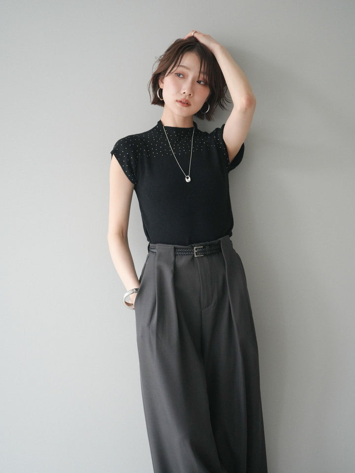 [SET]ビジューシアーフレンチニット+選べるアクセセット(2set)