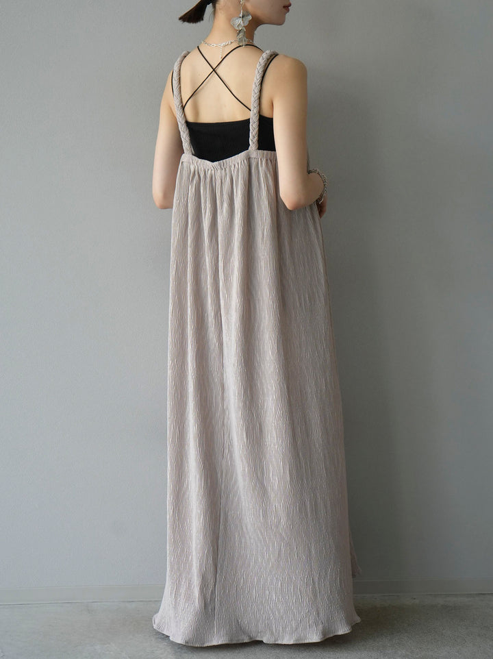 Willow braided string camisole dress/greige