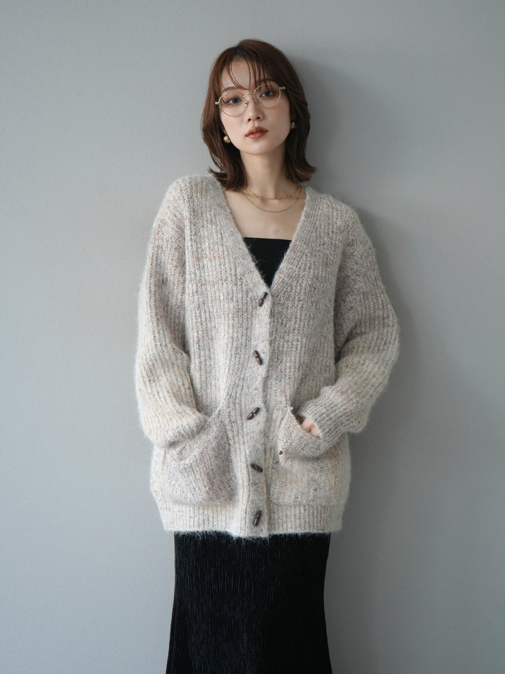 [予約]トグルボタン畦編みオーバニットカーディガン/beige