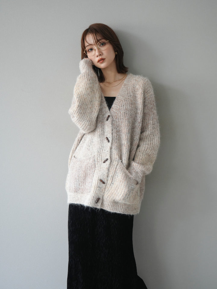 [予約]トグルボタン畦編みオーバニットカーディガン/beige