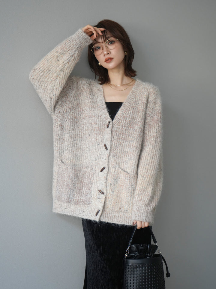 [予約]トグルボタン畦編みオーバニットカーディガン/beige