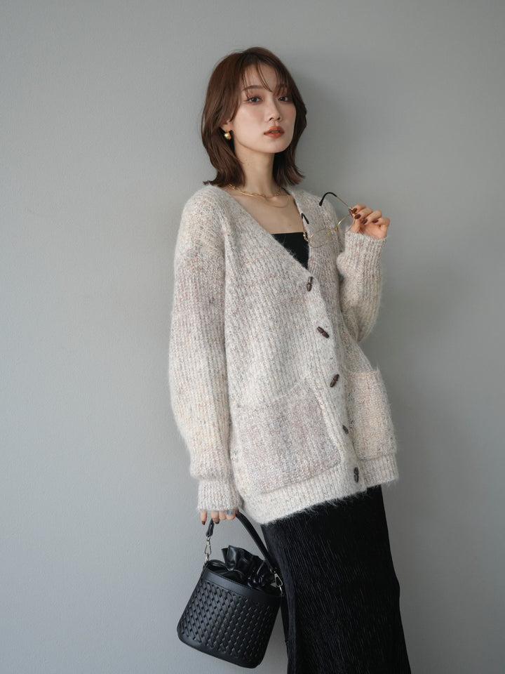 [予約]トグルボタン畦編みオーバニットカーディガン/beige