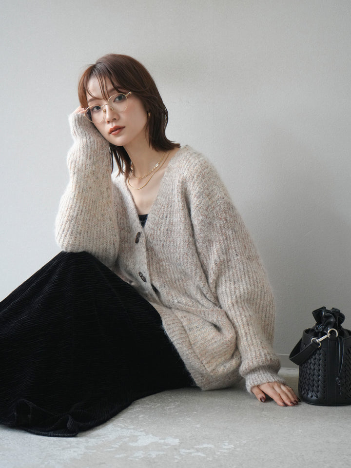 [予約]トグルボタン畦編みオーバニットカーディガン/beige