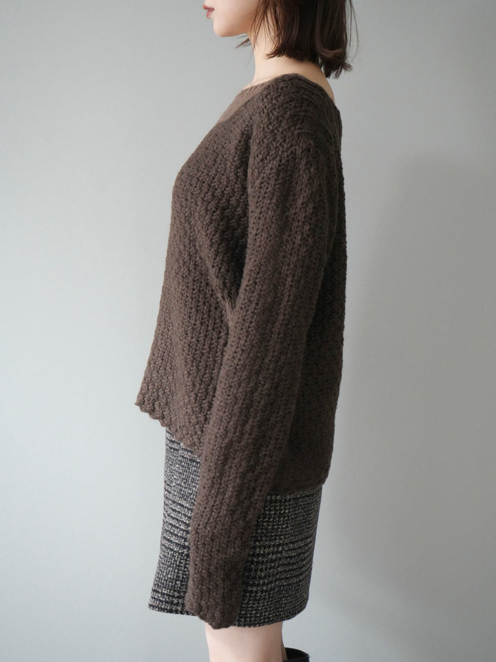 [予約]ダメージデザインニットプルオーバー/brown