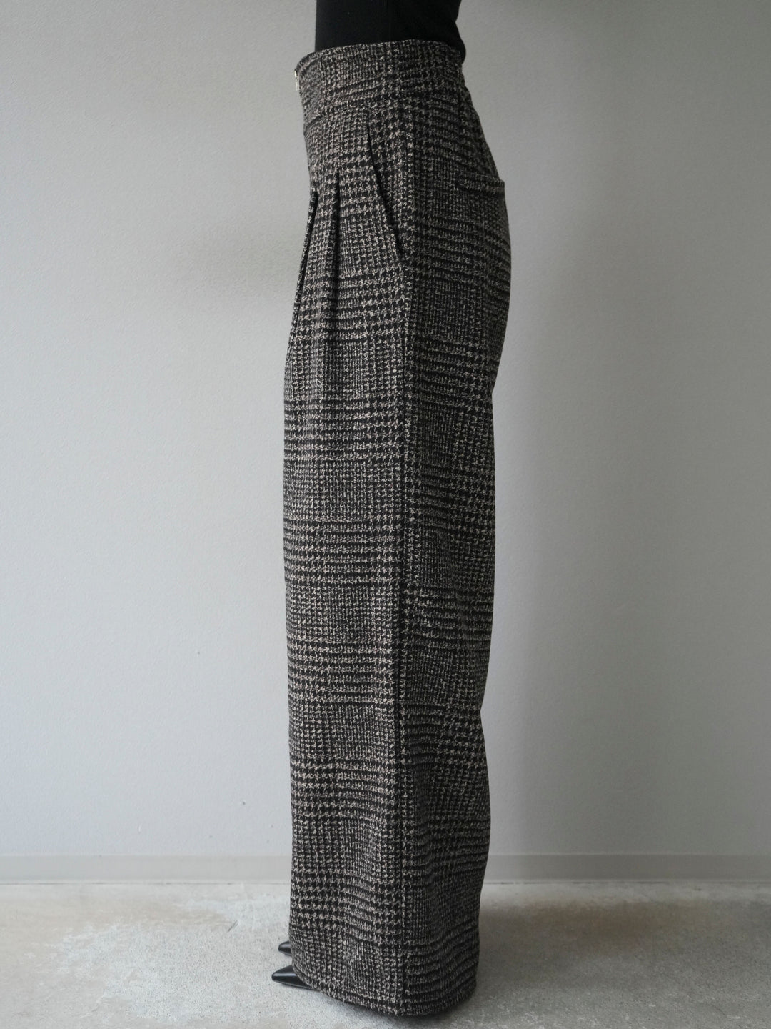 [予約]フロントジップミックスツイードワイドパンツ/brown