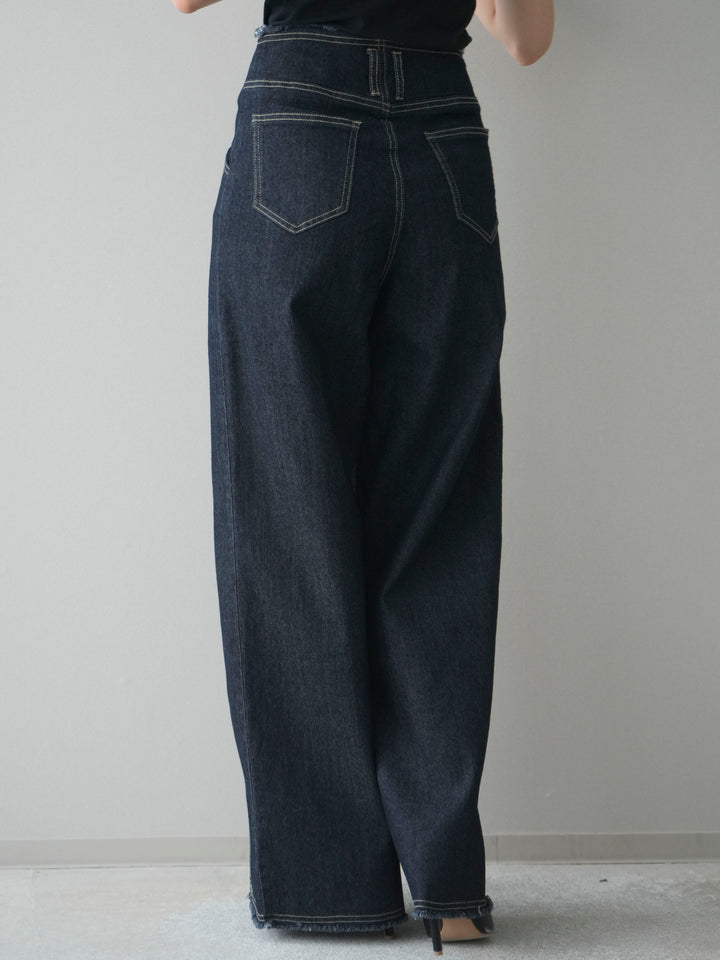 [予約]センターステッチストレッチカットオフデニムパンツ/onewash