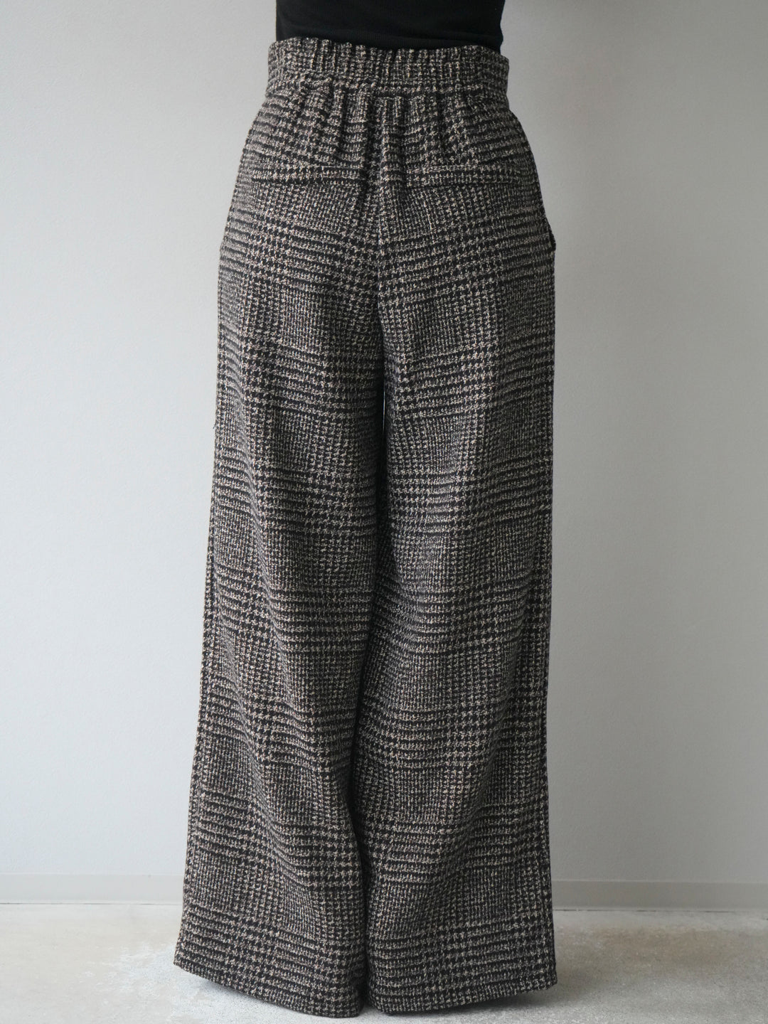 [予約]フロントジップミックスツイードワイドパンツ/brown