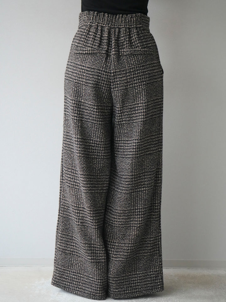 [予約]フロントジップミックスツイードワイドパンツ/brown