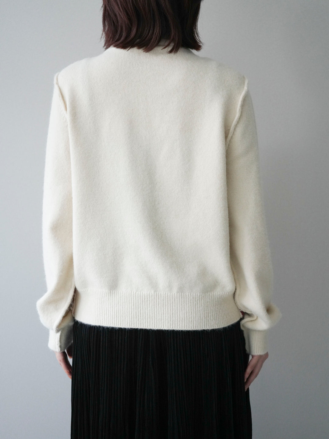 [予約]配色レイヤードニットカーディガン/ apricot