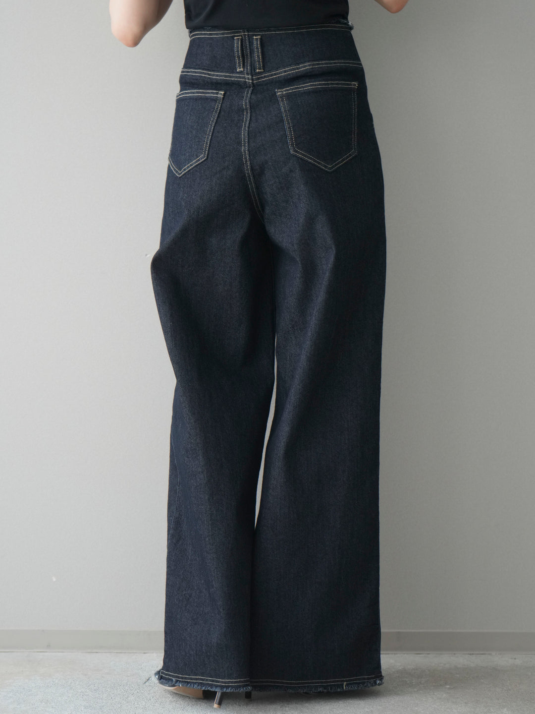 [予約]センターステッチストレッチカットオフデニムパンツ/onewash