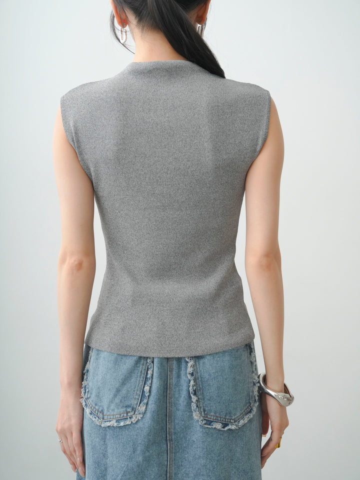 [予約]ビッグフラワーフレンチニットトップス/gray