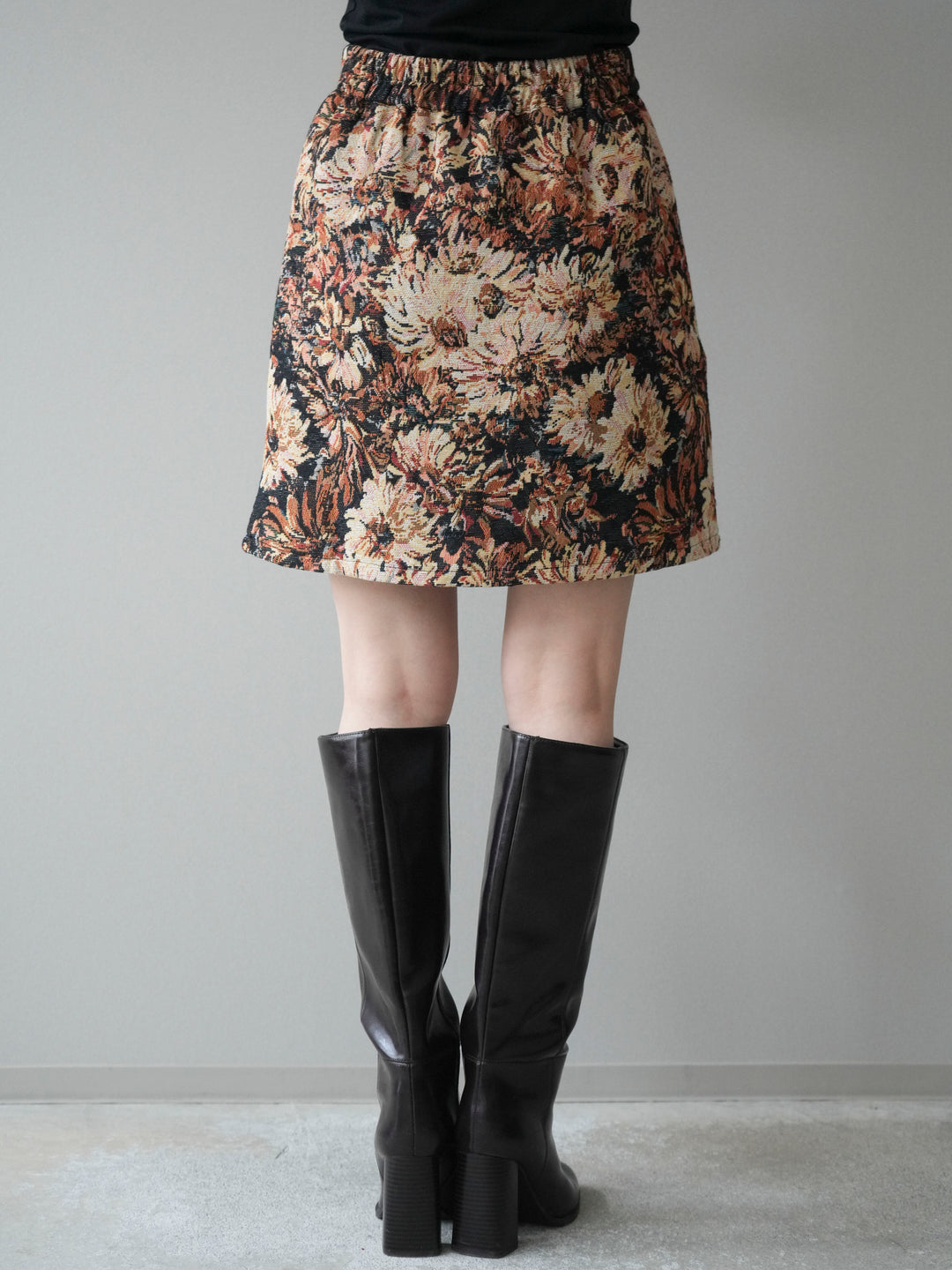 [予約]フロントZIPアソート柄ミニスカート/beigebigflower