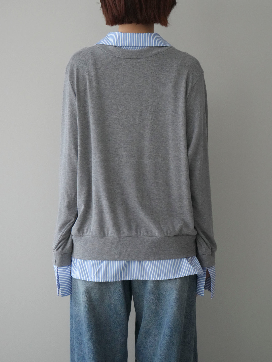 [予約]シャツレイヤードデザインカットプルオーバー/lightgray