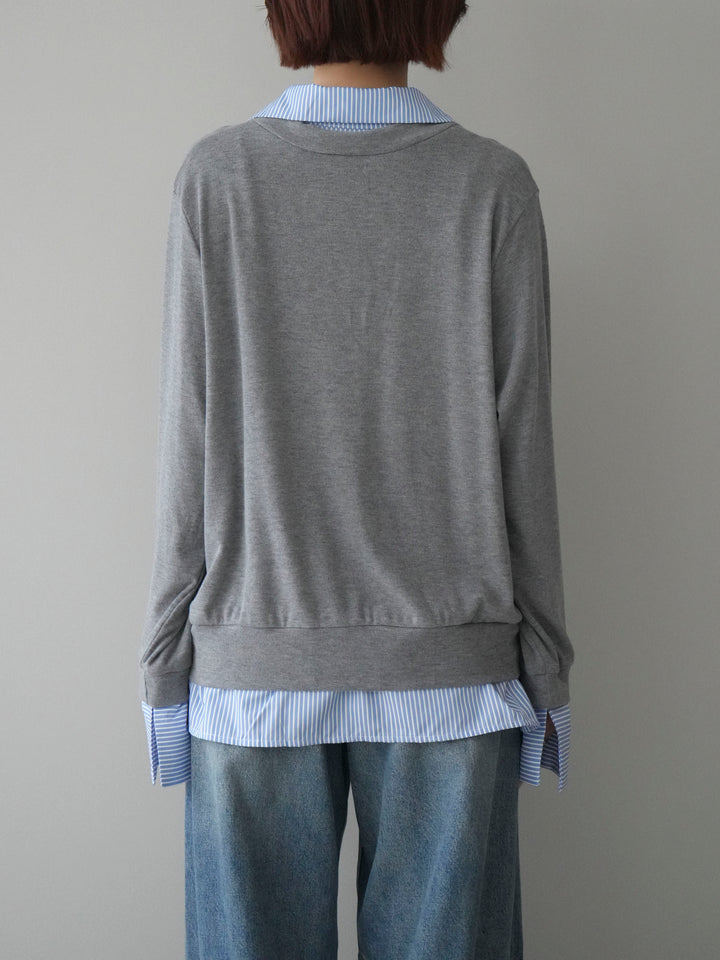 [予約]シャツレイヤードデザインカットプルオーバー/lightgray