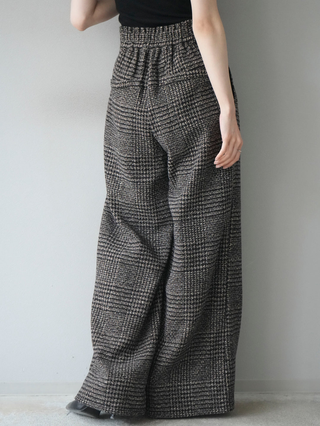 [予約]フロントジップミックスツイードワイドパンツ/brown