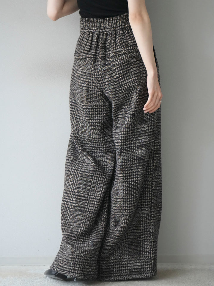 [予約]フロントジップミックスツイードワイドパンツ/brown