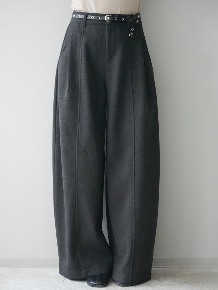 [予約]ベルト付き裏起毛ワイドパンツ/charcoal