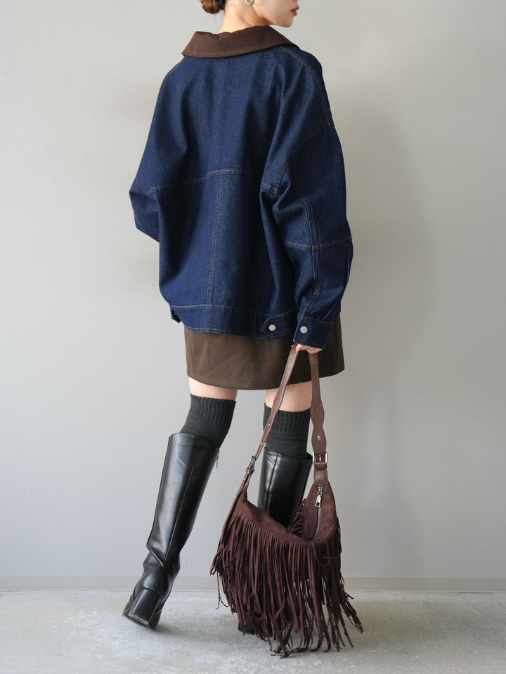 [予約]フェイクウールコクーンミニスカート/ブラウン