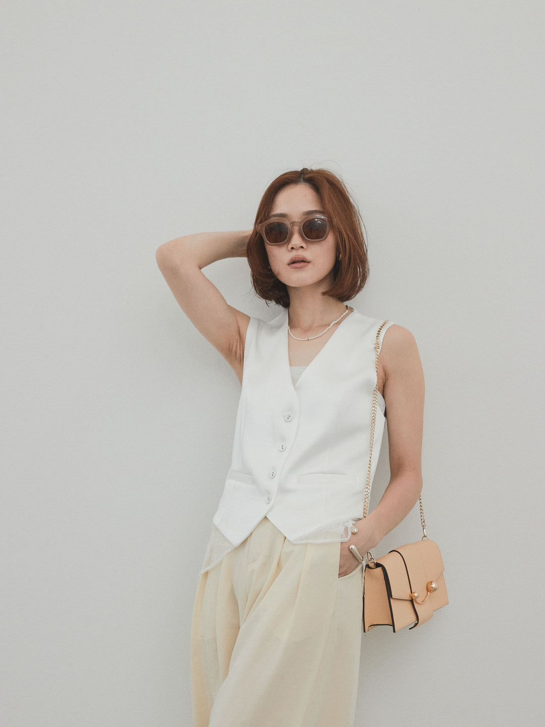 [SET]サテン×レース切替ベスト+サテン×レース切替ベスト(2set)